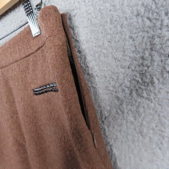 Vintage Vivienne Tam Skirt 2 Wool Viscose Rayon Trim Lined 1990s Classic Brown - Picture 6 of 9